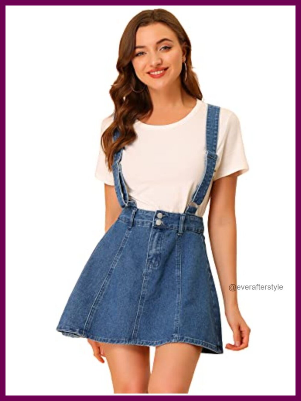 Allegra K Women's Denim Suspender Skirt Mini A-Line Adjustable Straps